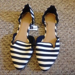 NWT GAP Navy White Stripe D'Orsay Flats 8W